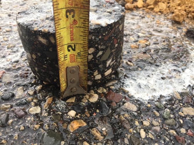 Pavement core measurement